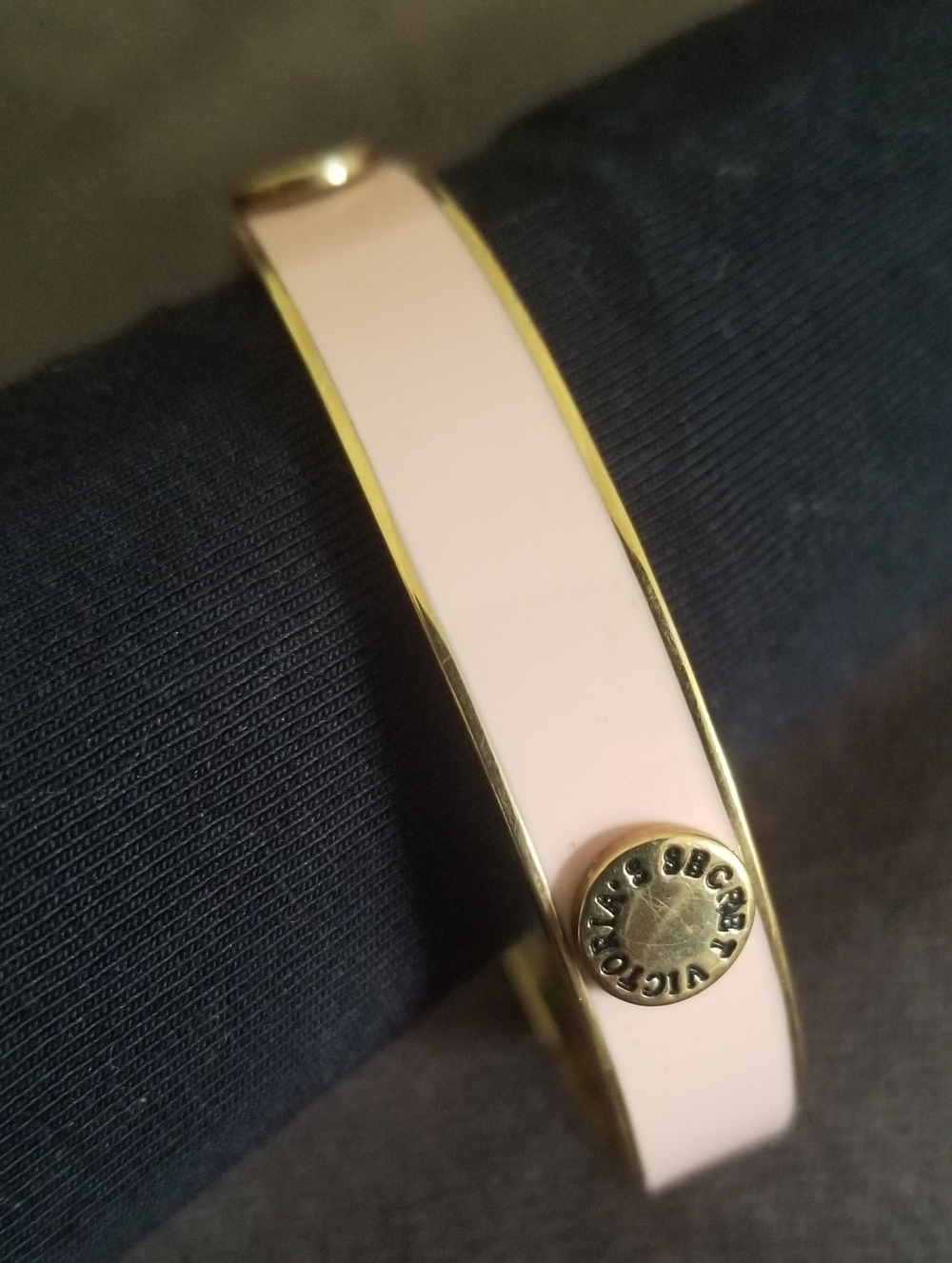 Victoria's Secret Cloisonne Bangle Pink Enamel Gold Trim Bracelet